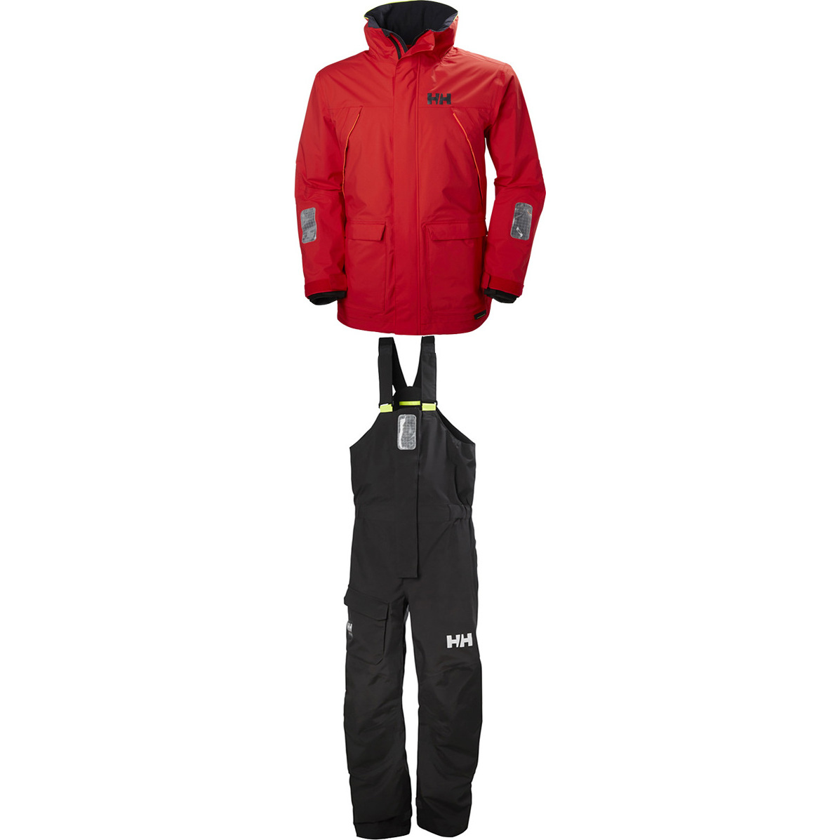 2019 Helly Hansen Pier Coastal Jacke 33872 & Hosen 33900 Kombi - Set In Alarm Rot / Ebenholz