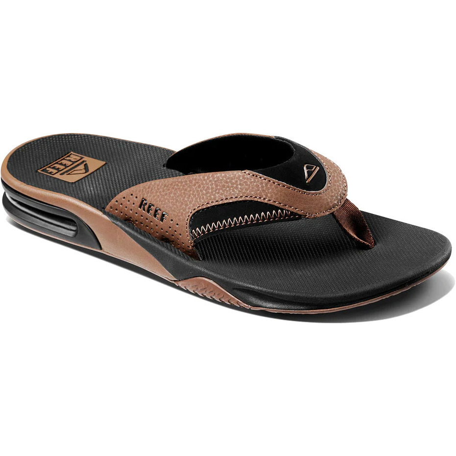 2026 Reef Herren Fanning Flip Flops Ci8102 - Schwarz / Hellbraun