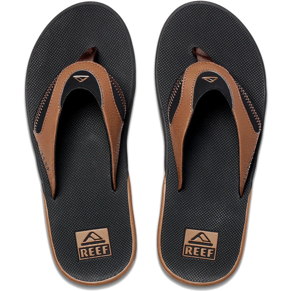 2026 Reef Herren Fanning Flip Flops Ci8102 - Schwarz / Hellbraun