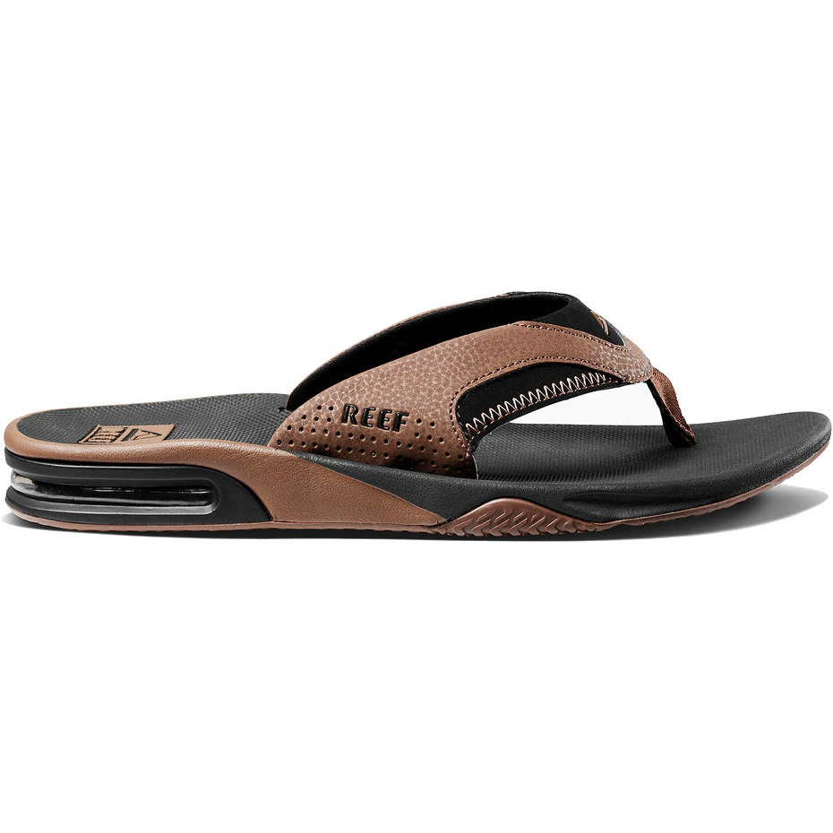 2026 Reef Herren Fanning Flip Flops Ci8102 - Schwarz / Hellbraun
