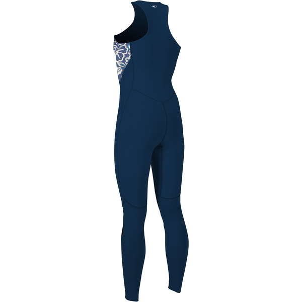2024 O'Neill Women Bahia 1.5mm Reißverschluss Vorne Long Jane Neoprenanzug 4860 - French Navy / Crisflor