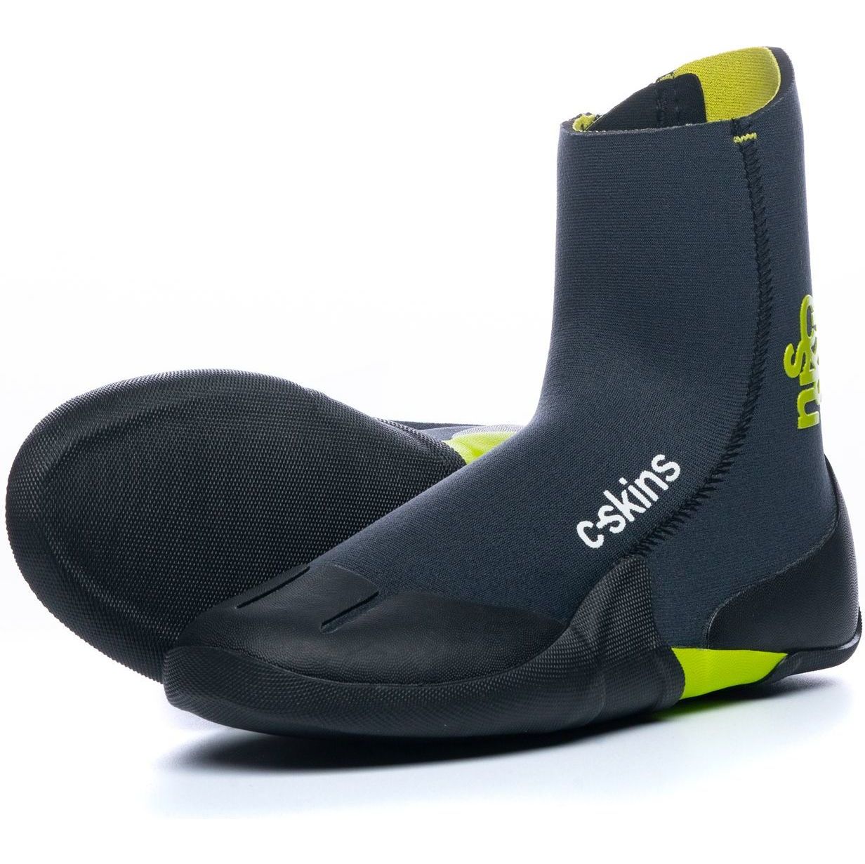 2026 C-Skins Junior Legend 3.5mm Neoprenstiefel Mit Rundem Zehenbereich Und Reißverschluss C-BOLEJZ - Graphite / Flash Green / Black