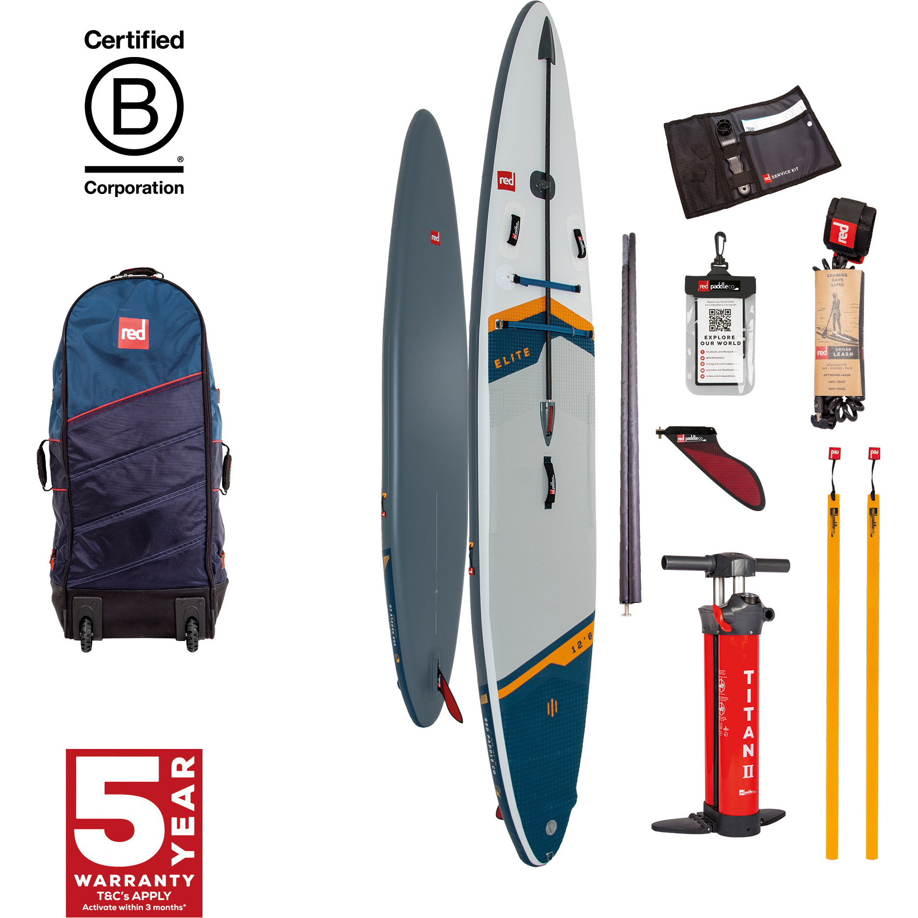 2026 Red Paddle Co 12'6'' Elite MSL Stand Up Paddle Board , Tasche & Pumpe 001-001-003-0037 - Weiß