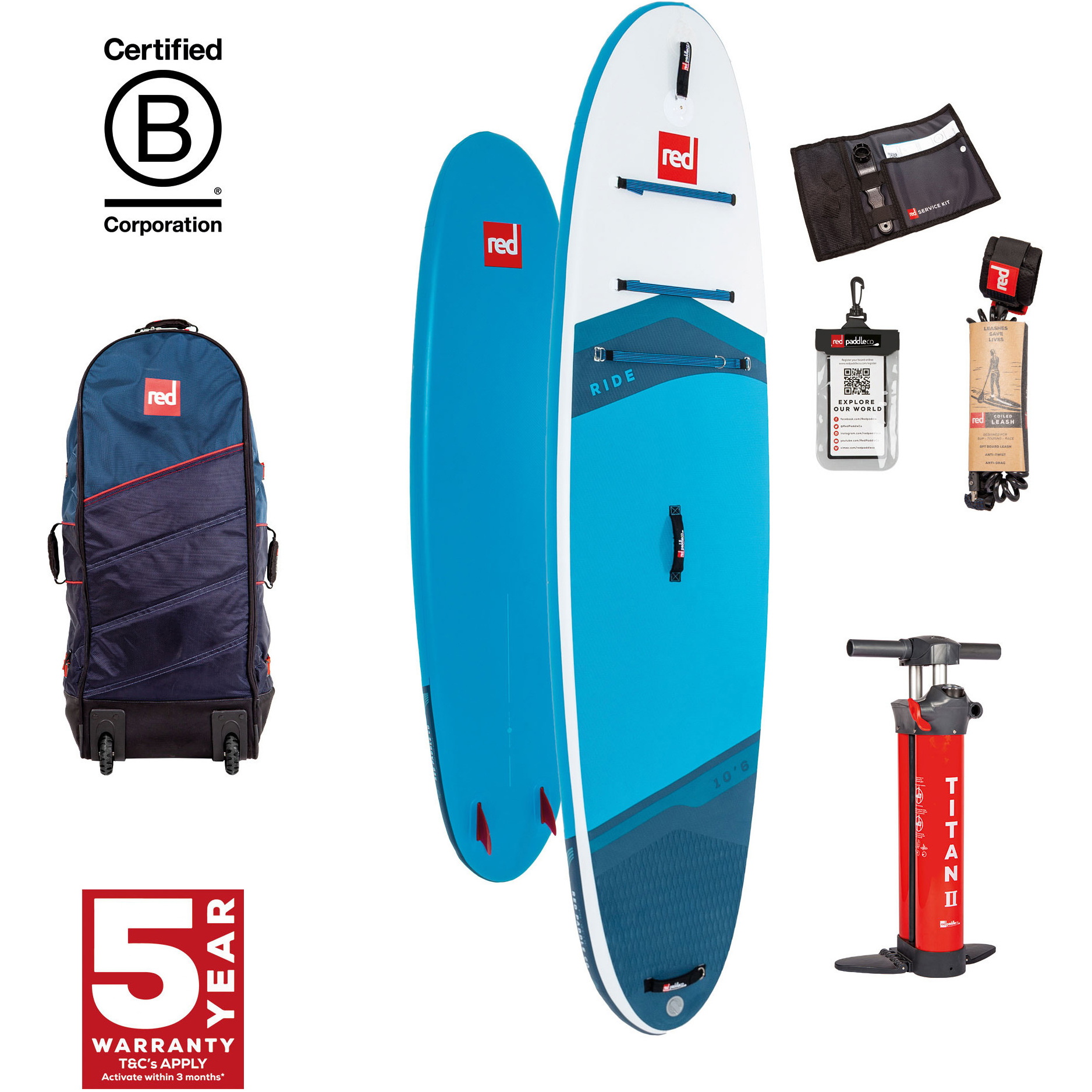 2026 Red Paddle Co 10'6'' Ride MSL Stand Up Paddle Board, Bag & Pump 001-001-001-0098 - Blue