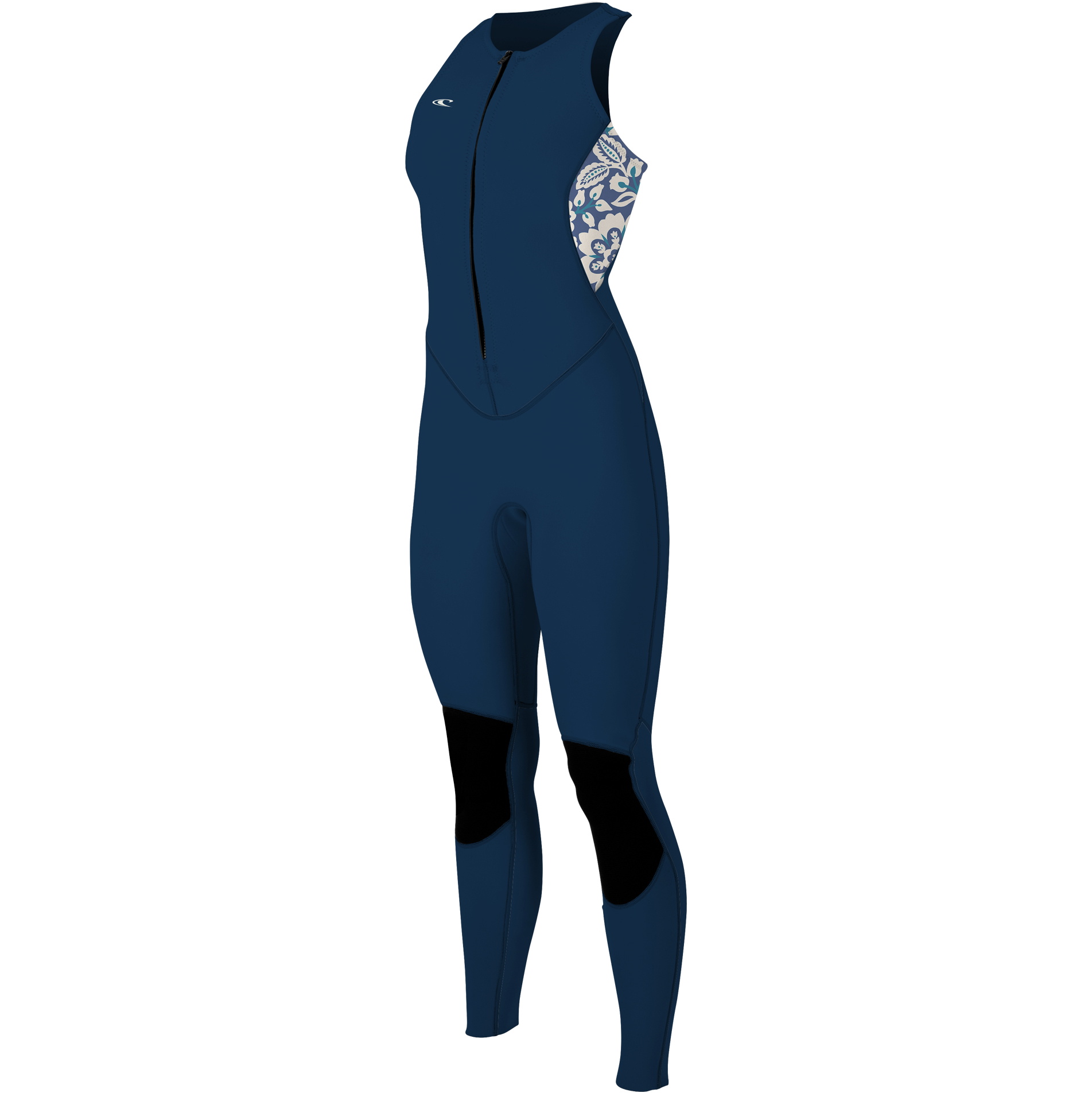 2024 O'Neill Women Bahia 1.5mm Reißverschluss Vorne Long Jane Neoprenanzug 4860 - French Navy / Crisflor