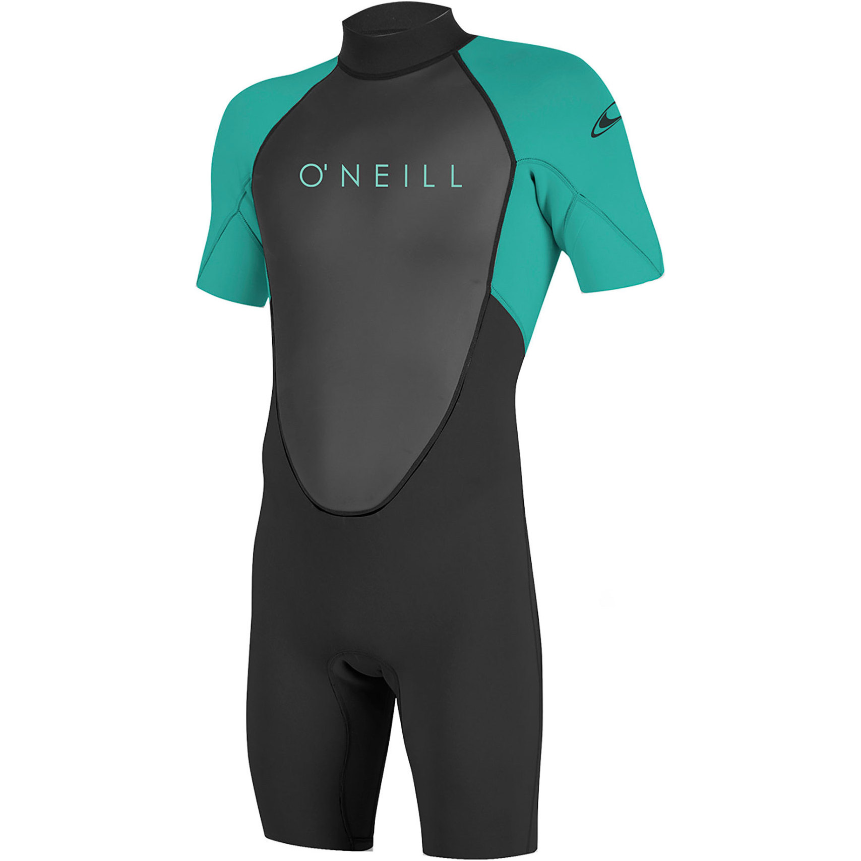 2025 O'Neill Youth Reactor II 2mm Rückenreißverschluss Shorty Neoprenanzug 5045 - Black / Aqua