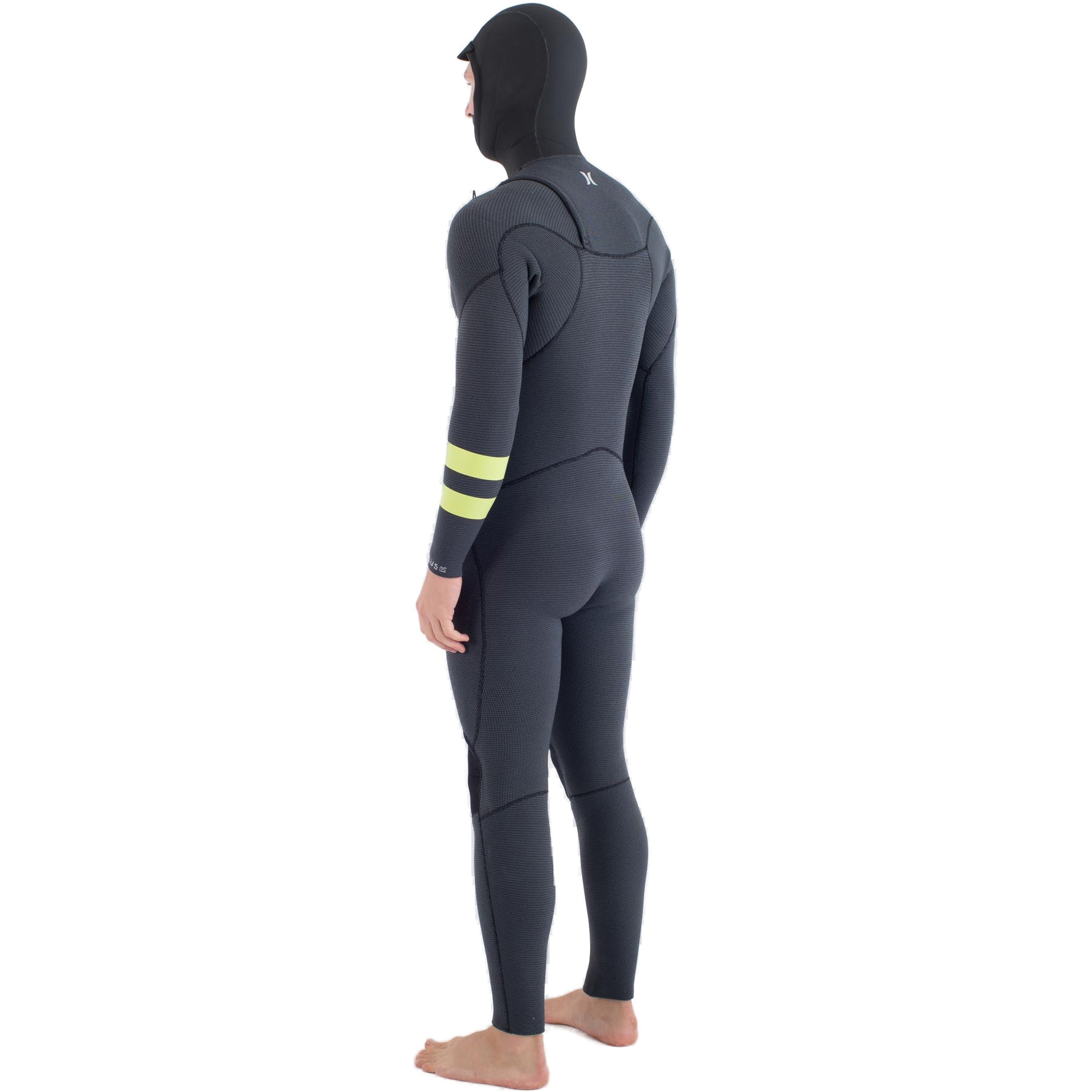 2025 Hurley Männer Plus 5/3mm Mit Kapuze Brustreißverschluss Neoprenanzug MFS0012543 - Black / Lemon