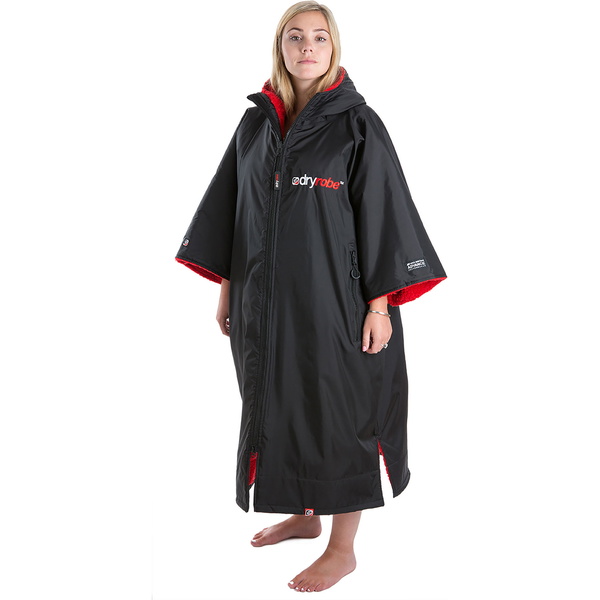 Dryrobe Advance Kurzer Ärmel Wechsel Robe DR100 - Black / Rot