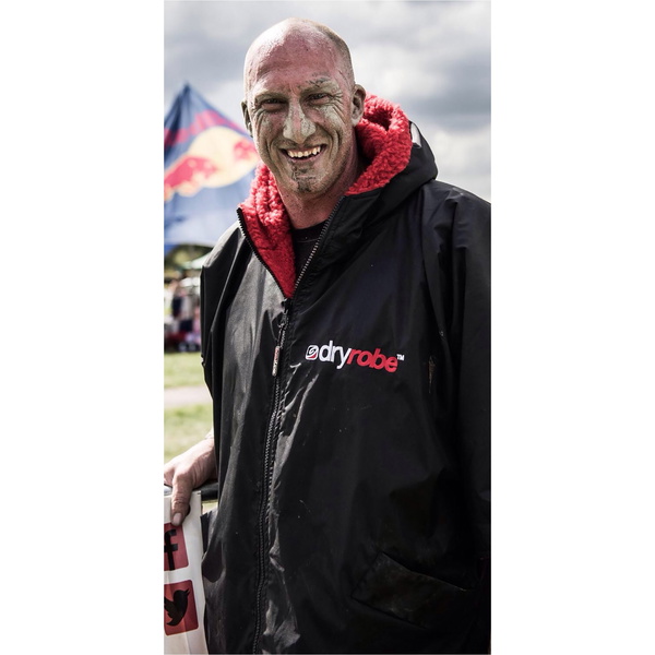 Dryrobe Advance Kurzer Ärmel Wechsel Robe DR100 - Black / Rot