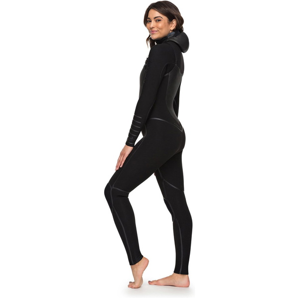 Roxy Frauen Syncro Zuzüglich 5/4/3mm Mit Kapuze Chest Zip Wetsuit Schwarz Erjw203002