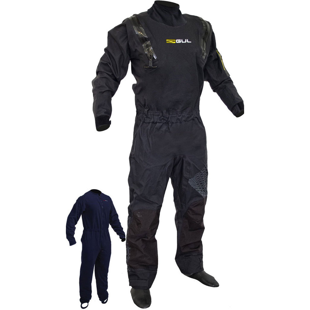 2019 Gul Herren Code Zero Stretch Drysuit U-reißverschluss + Untervlies Gm0368-b5 - Schwarz
