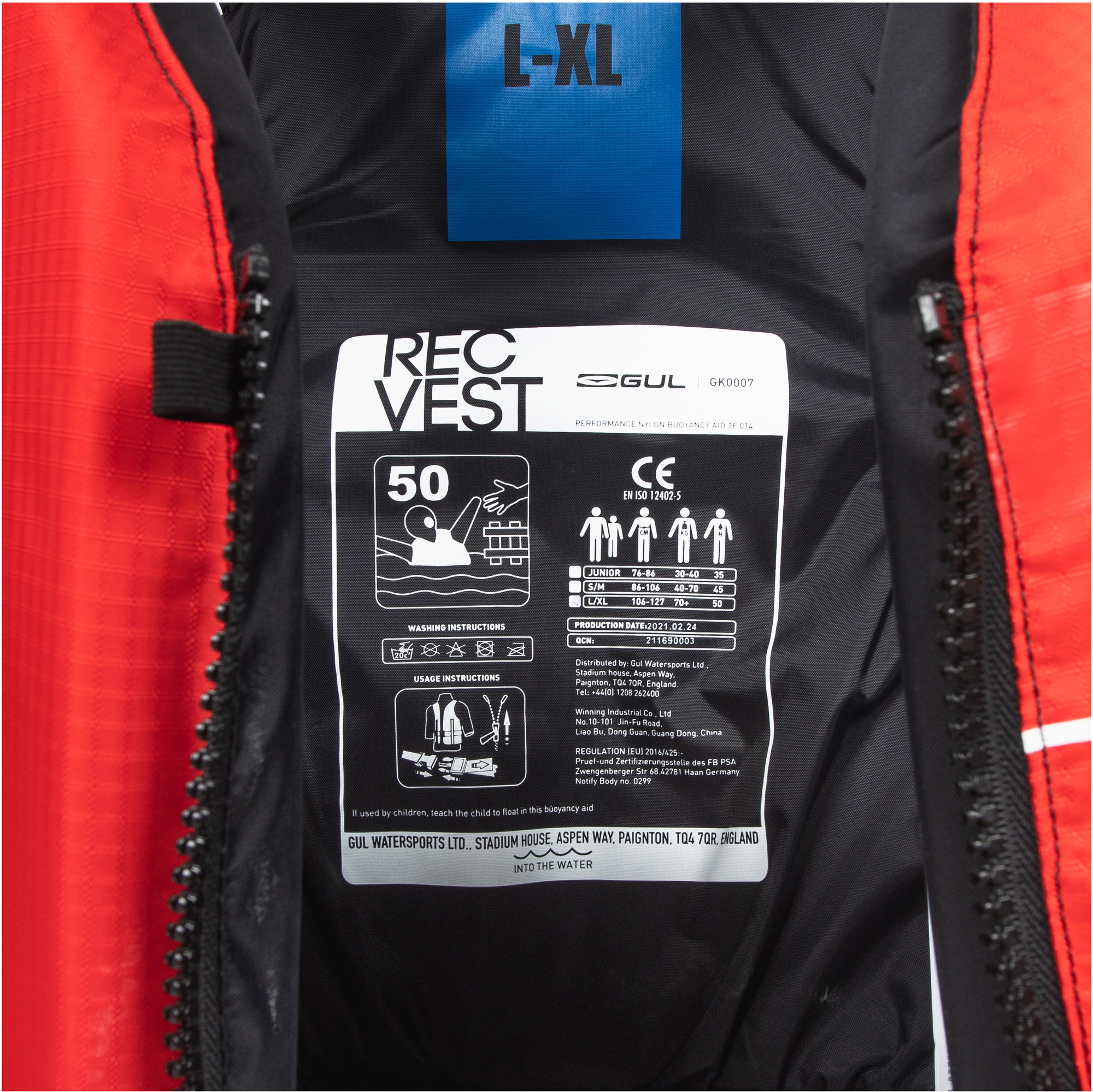 2026 Gul Junior Recreation Vest Buoyancy Aid Gk0007-B7 - Red / Black