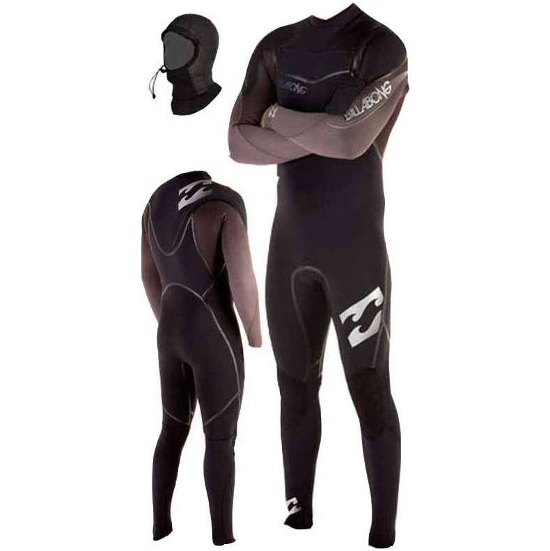 Billabong Revolution 5/4/3mm CHEST ZIP Wetsuit FREE HOOD H45M06 Black/Charcoal Fade