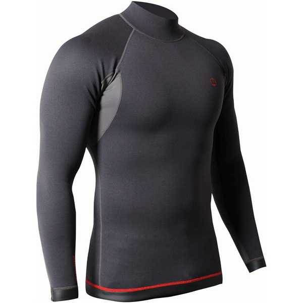 2026 Nookie Mens Ti 1mm Long Sleeve Wetsuit Top NE12 - Black / Red