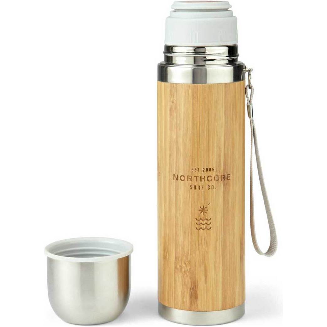 2026 Northcore Bambus & Edelstahl Flachmann Mit Becher 360ml NOCO97B