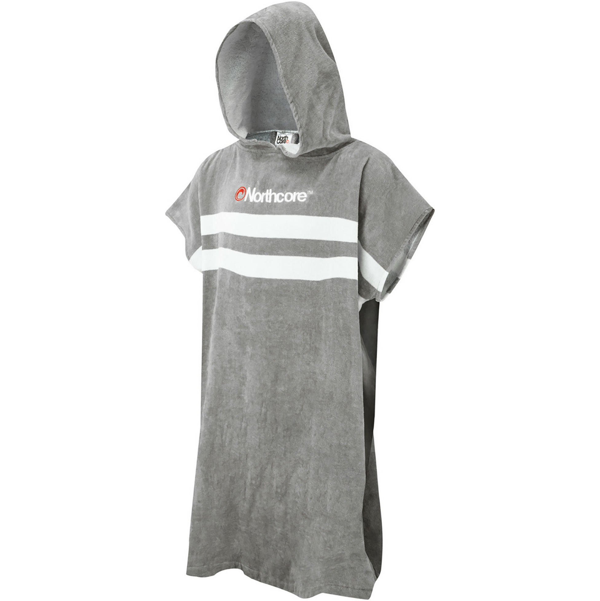 2026 Northcore Strand Basha Streifen Hooded Handtuchwechselrobe / Poncho NOCO241 - Grey