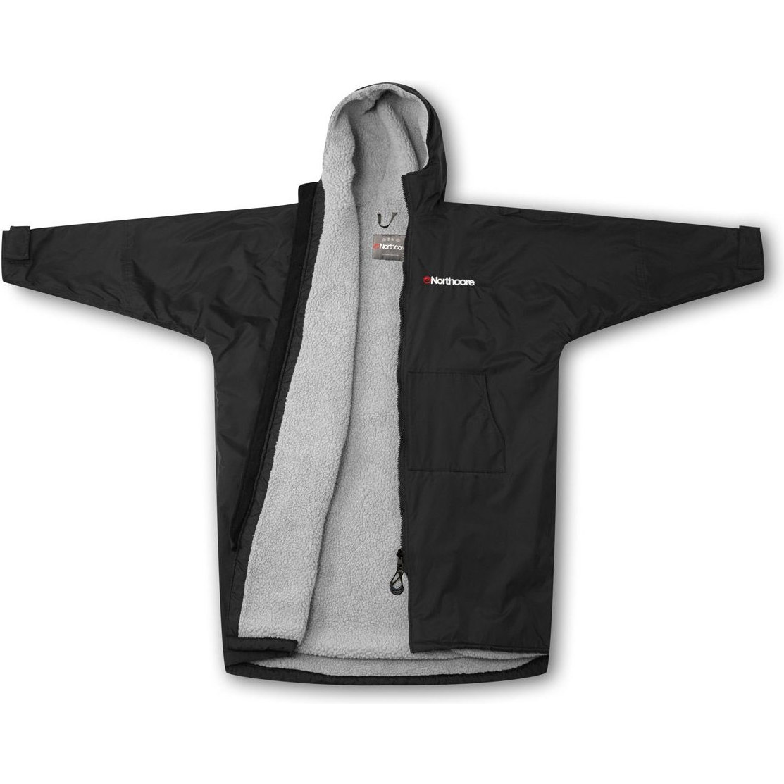 2026 Northcore Beach Basha Sport Langärmeliges Wickelkleid Robe / Poncho NOCO24N - Black
