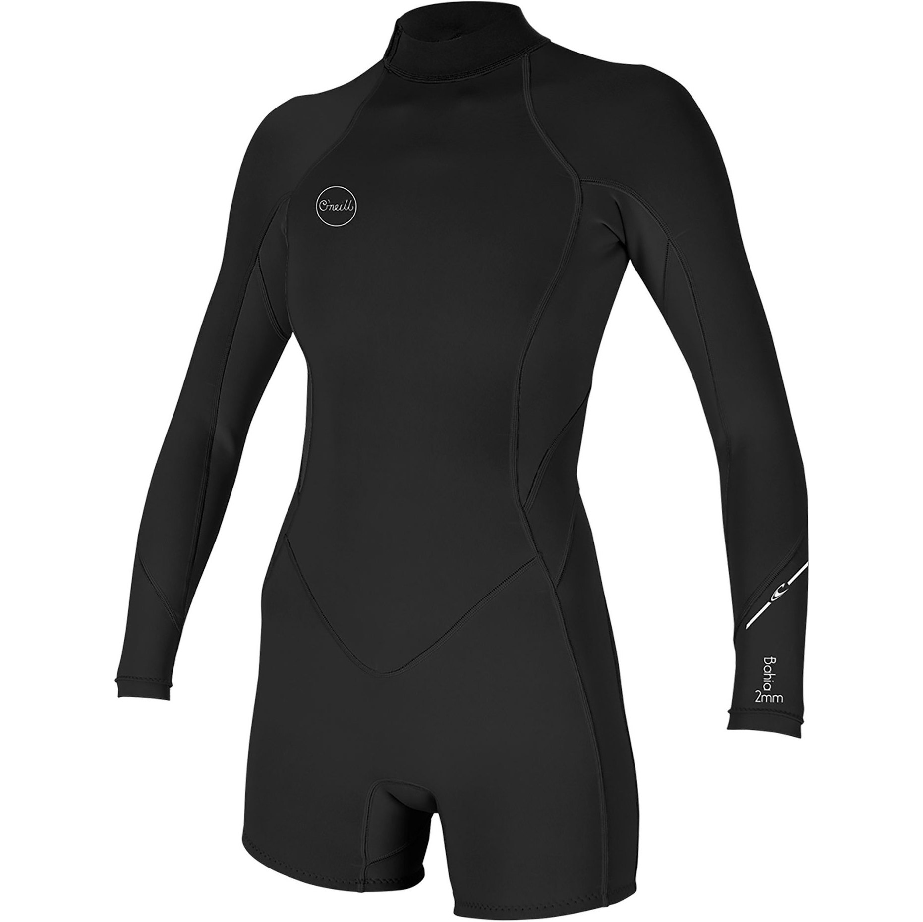 2026 O'Neill Frauen Bahia 2/1mm Back Zip Lange Ärmel Shorty Anzug Schwarz 5291