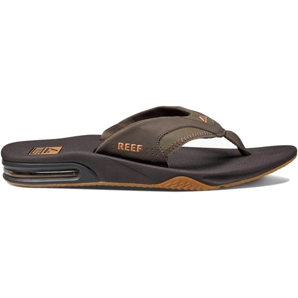 2026 Reef Männer Fanning Flip Flops - Brown / Gummi