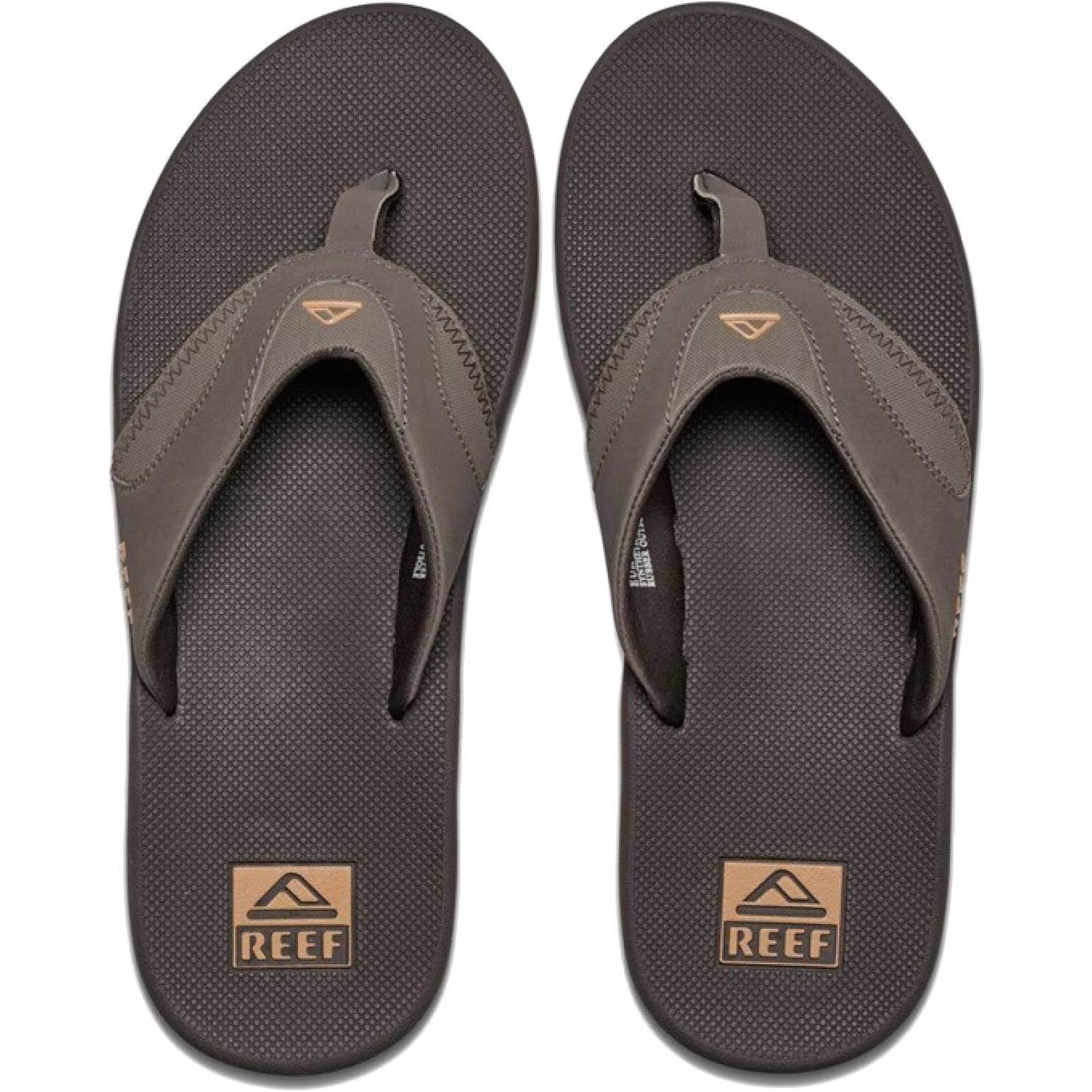 2026 Reef Männer Fanning Flip Flops - Brown / Gummi