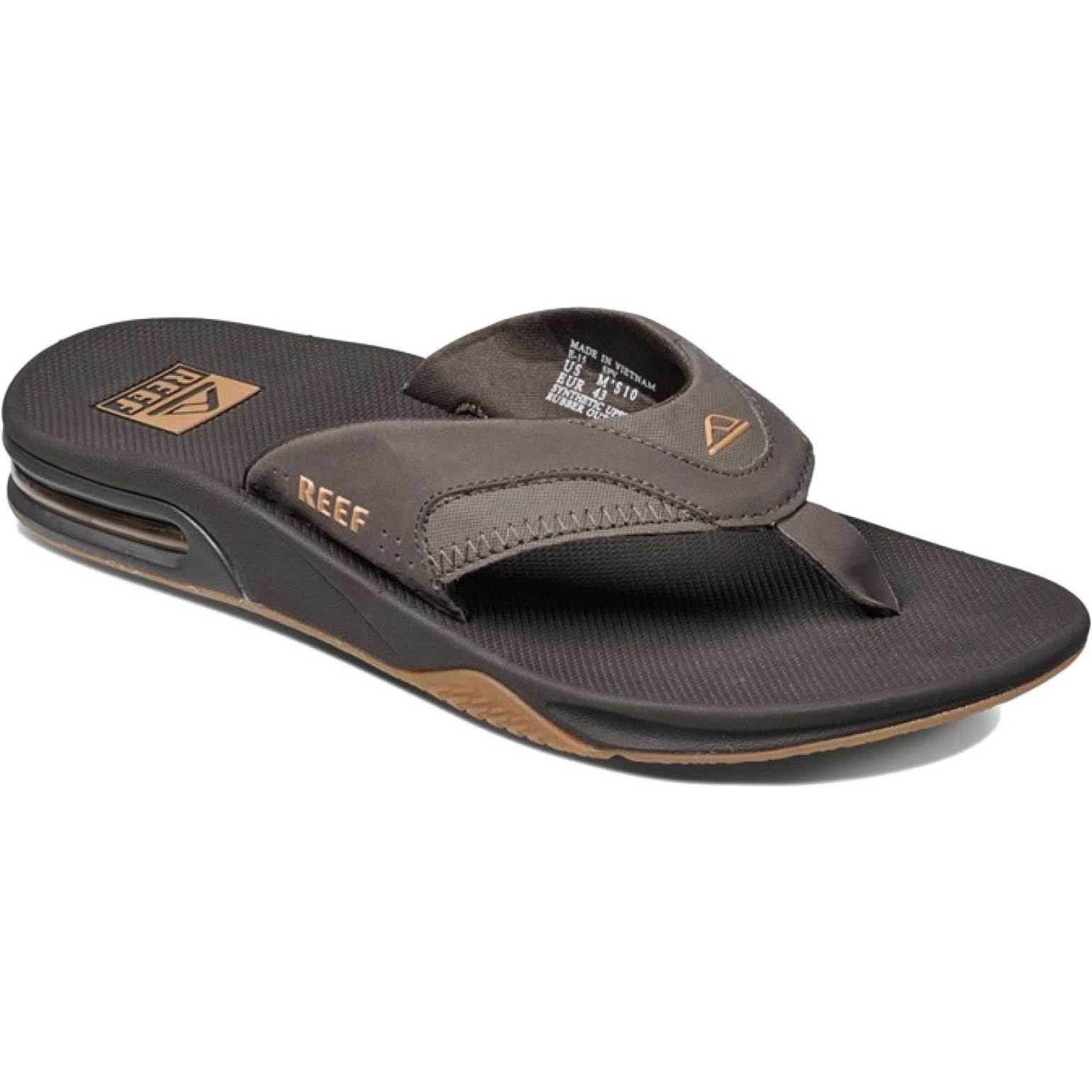 2026 Reef Männer Fanning Flip Flops - Brown / Gummi