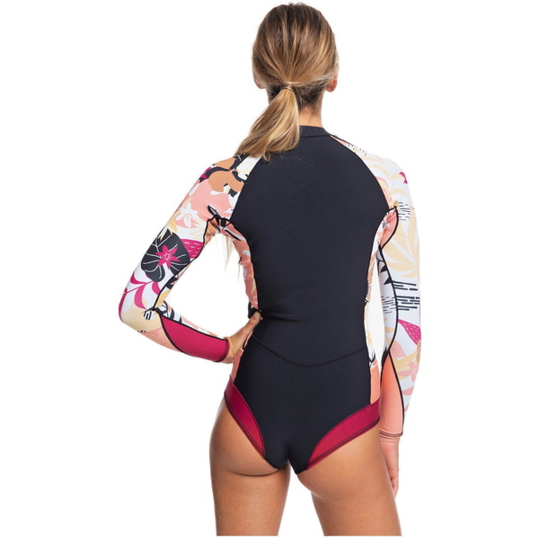 2020 Roxy Frauen 1mm Pop Surf 1mm Freche Spring Shorty Neoprenanzug Erjw403021 - Schwarz / Terrakotta