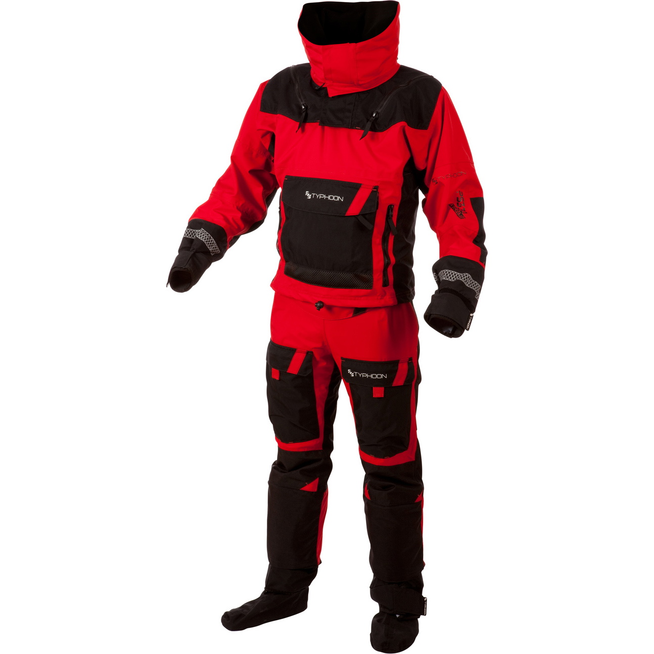 2019 Typhoon Ps330 Xtreme Kajak / Drysuit + Con Zip Schwarz / Rot 100151