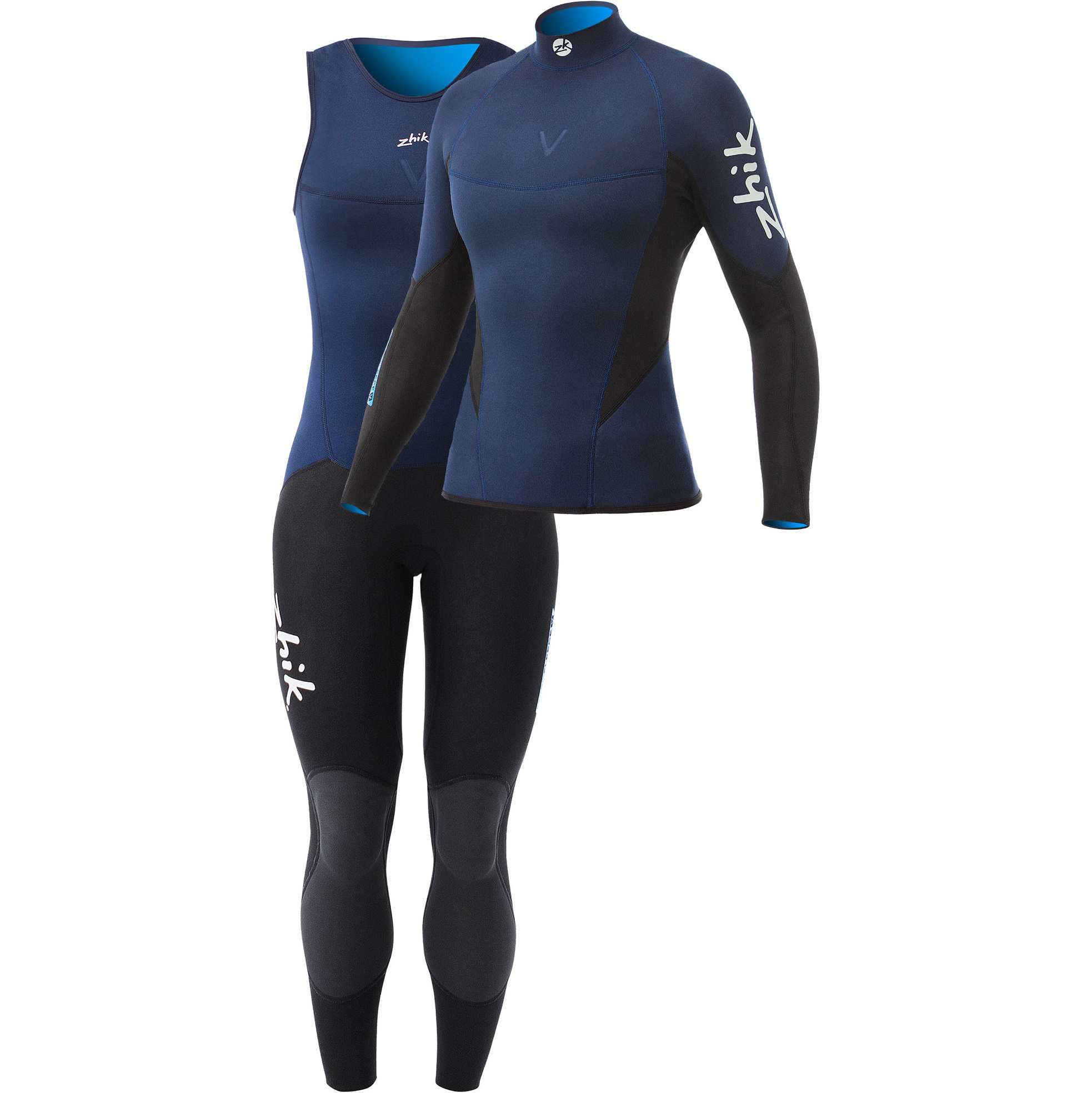 2020 Zhik Frauen Microfleece V 1mm Neoprene Langärmel Top & Long John Combi Set