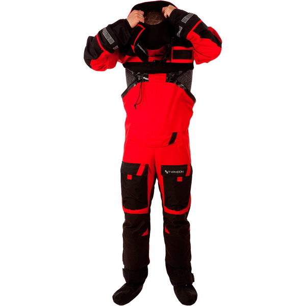 2019 Typhoon Ps330 Xtreme Kajak / Drysuit + Con Zip Schwarz / Rot 100151