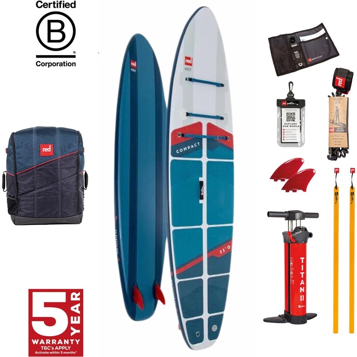 2024 Red Paddle 11.0 Compact Paddle Board, Tasche, Pumpe Und Leine Paket 001-012-002-0116