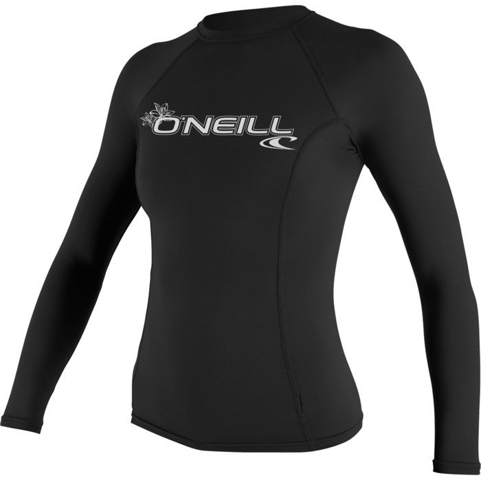 2024 O'neill Women's Basic Skins Langarm Crew Rash Vest 3549 - Schwarz