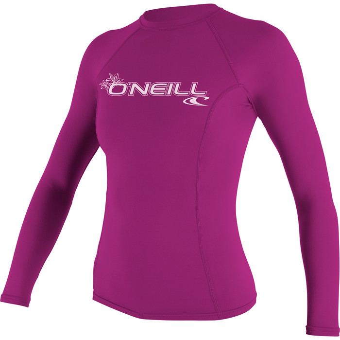 2024 O'Neill Womens Basic Skins Long Sleeve Crew Rash Vest 3549 - Fox Pink