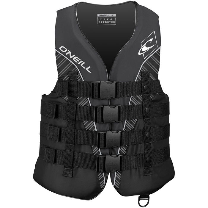 2024 O'Neill Superlite 50N CE Impact Vest 4723 - Black / Smoke / White