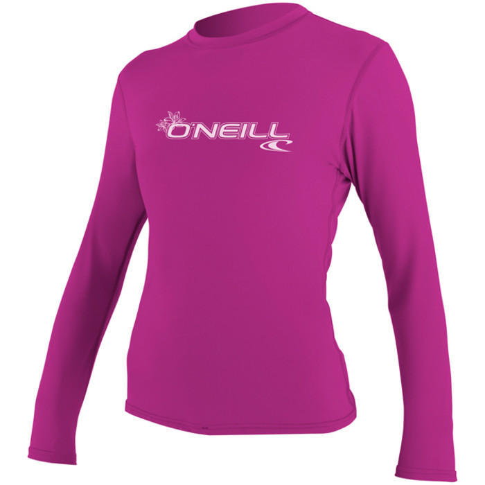 2024 O'Neill Frauen Basic Skins Long Sleeve Rash Tee FOX PINK 4340