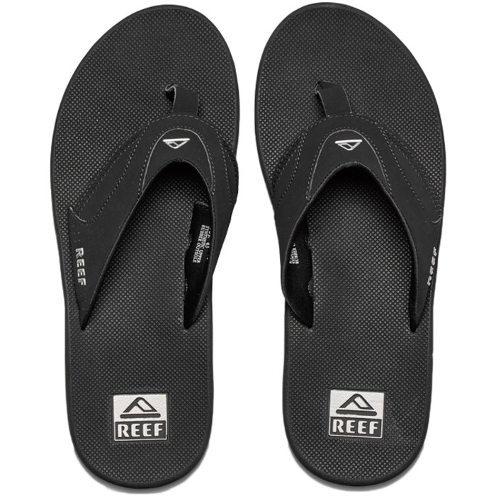 2024 Reef Mens Fanning Flip Flops BLACK SILVER R2026