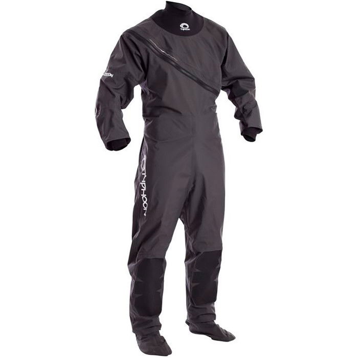 2021 Typhoon Junior Ezeedon 3 Drysuit Front Zip + Fabric Socks Grey 100158