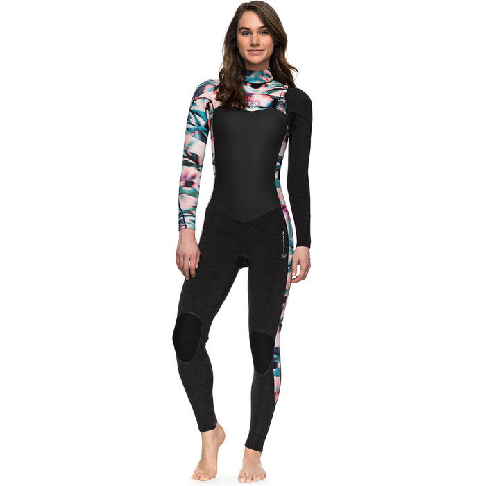 2018 Roxy Womens Performance 4 / 3mm Brust-Reiverschluss-Neoprenanzug SCHWARZ ERJW103032