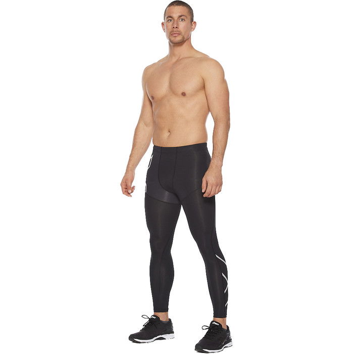 2021 2XU Mens Aero Vent Compression Tights MA6529b - Black / Silver Reflective