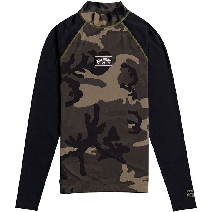 2022 Billabong Mens Kontrast Lange rmel Rash Vest W4my10 - Camo