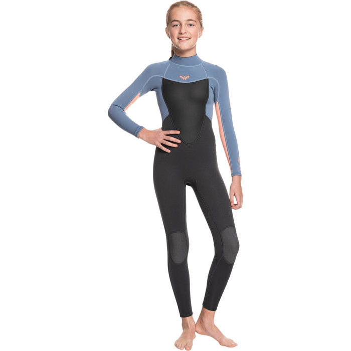 2024 Roxy Girls Prologue 3/2mm Flatlock Back Zip Wetsuit ERGW103023 - Cloud Black / Powdered Grey / Sun Glow