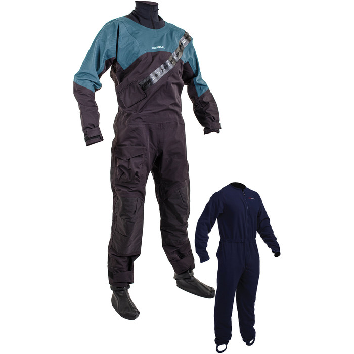 2024 Gul Junior Dartmouth Eclip Zip Drysuit & Underfleece GM0389-B9 - Black / Blau