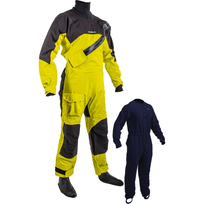 2024 Gul Junior Dartmouth Eclip Zip Drysuit & Free Underfleece GM0389-B9 - Sulphur / Black