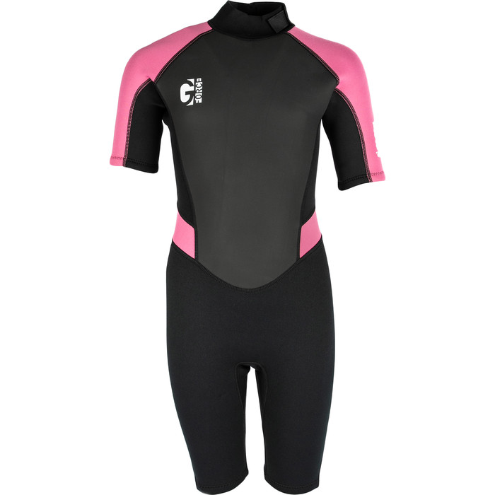 2024 Gul Junior G-Force 3mm Back Zip Shorty Wetsuit GF3308-B7 - Black / Pink