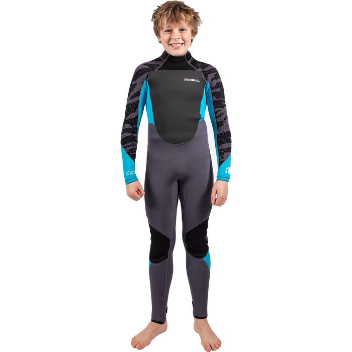 2024 Gul Junior Response 4/3mm GBS Back Zip Wetsuit RE1249-C1 - Grey / Cyan