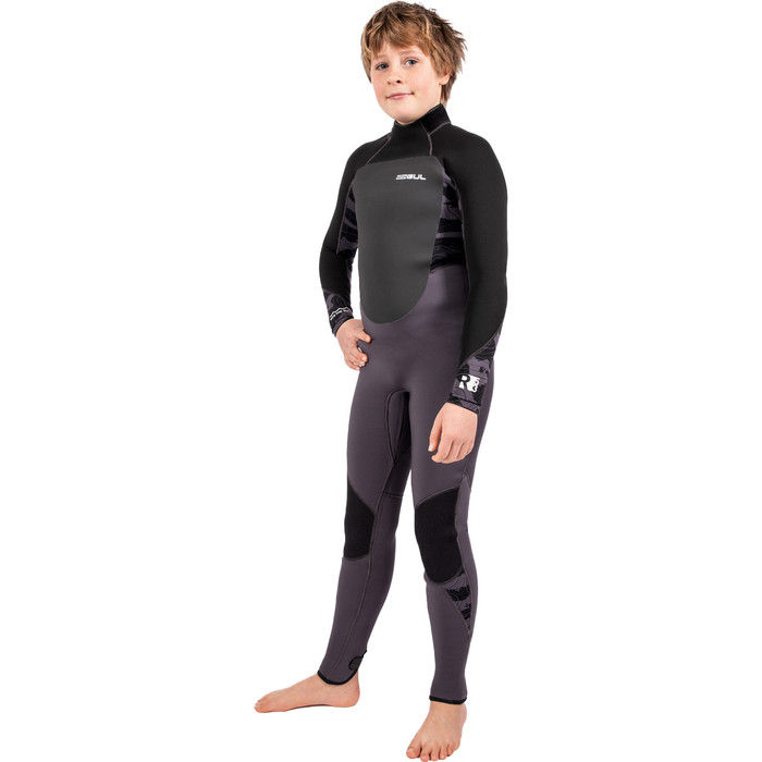 2024 Gul Junior Response 5/3mm Back Zip Wetsuit RE1218-C1 - Charcoal / Contour Camo