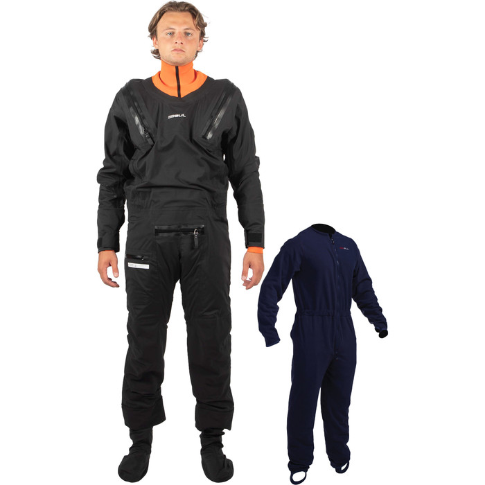 2024 Gul Mnner Code Zero Stretch U-Zip Drysuit & Free Underfleece GM0368-B9 - Black