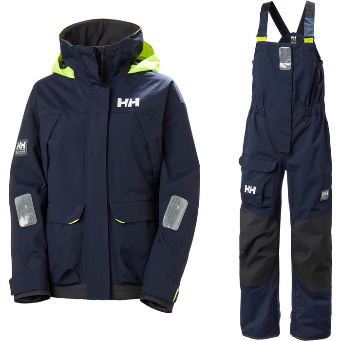 2023 Helly Hansen Frauen Pier Coastal Segeljacke & Pier Latzhosen-Kombi-Set 3417733961 - Navy