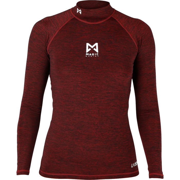 2023 Magic Marine Cube Damen Langarm Rash Vest Mm081011 - Rot Melee