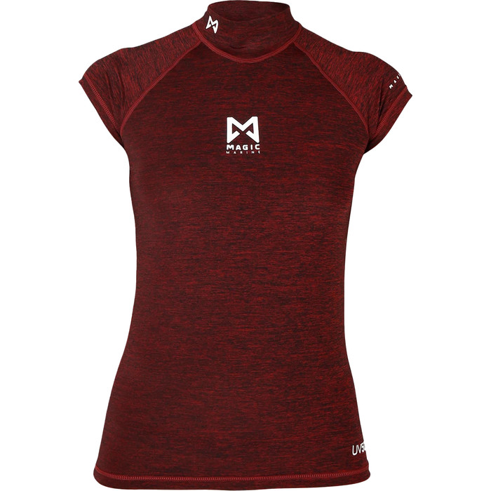 2022 Magic Marine Womens Cube Short Sleeve Rash Vest MM081012 - Red Melee