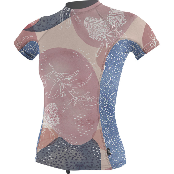 2022 O'Neill Womens Side Print Short Sleeve Rash Vest 5405S - Desert Bloom / Drift Blue